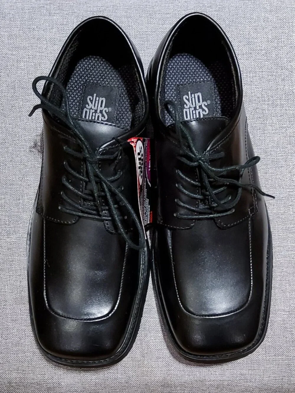 SLIPGRIPS Men's Slip-Resistant Oxford Dress Shoes 7440 Black Leather Size 9.5M